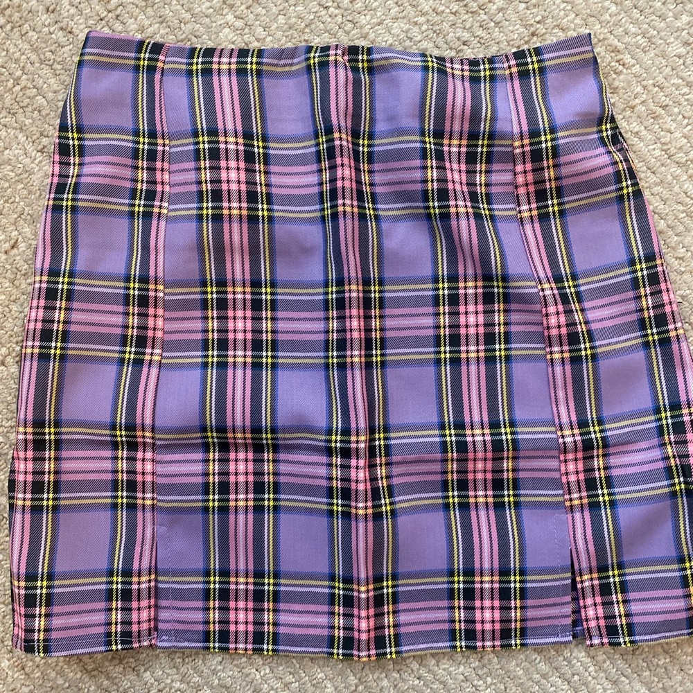 SHEIN Split Hem Tartan Skirt
